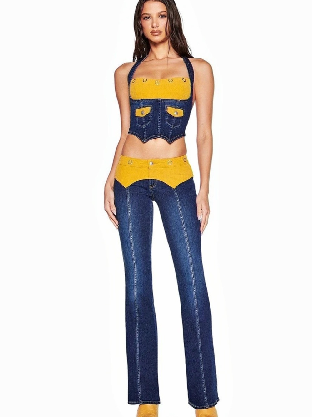 I.AM.GIA Tommie Jean Flare Jeans Blue & Yellow